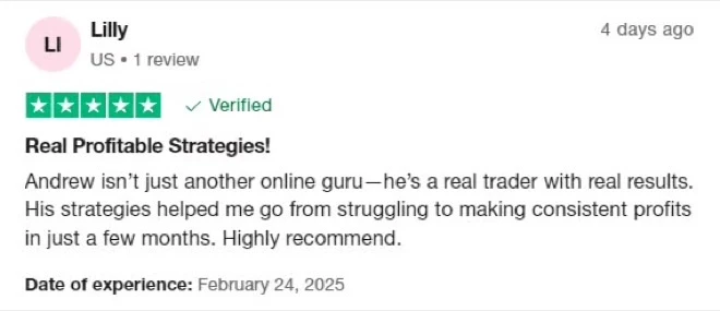 Recenzie Trustpilot — Real Profitable Strategies, de Lilly