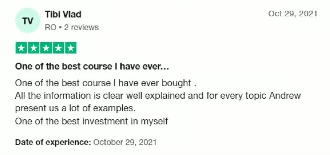 Recenzie Trustpilot — One of the best courses, de Tibi Vlad