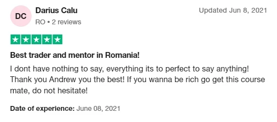 Recenzie Trustpilot — Best trader and mentor in Romania, de Darius Calu